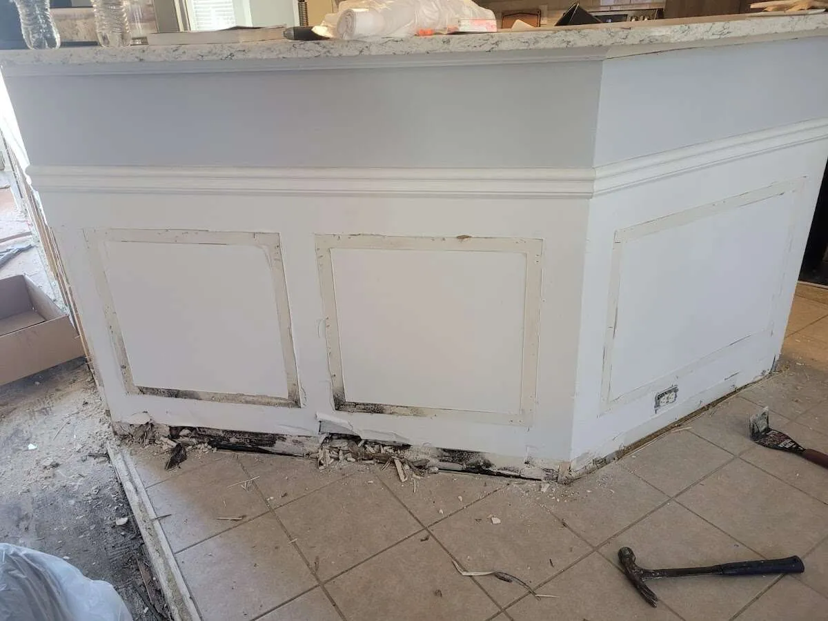 Water damage and mold on kitchen during Sewage Cleanup & Sanitation in Prospect Park